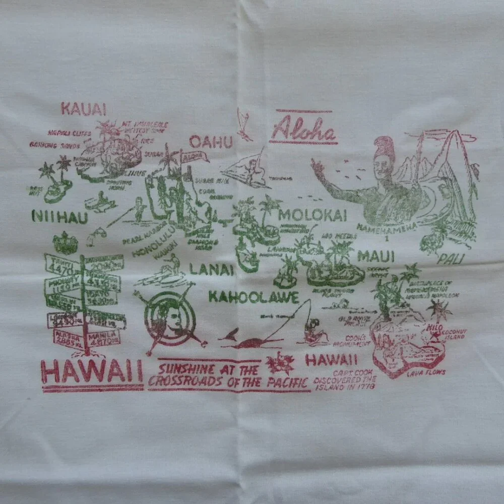 Vintage Hawaiian Tapestry Aloha Hawaii Hula Girls Tropical Print Kitsch 52 x 56